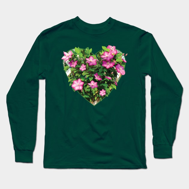 Clematis - Clematis on a Trellis Long Sleeve T-Shirt by SusanSavad